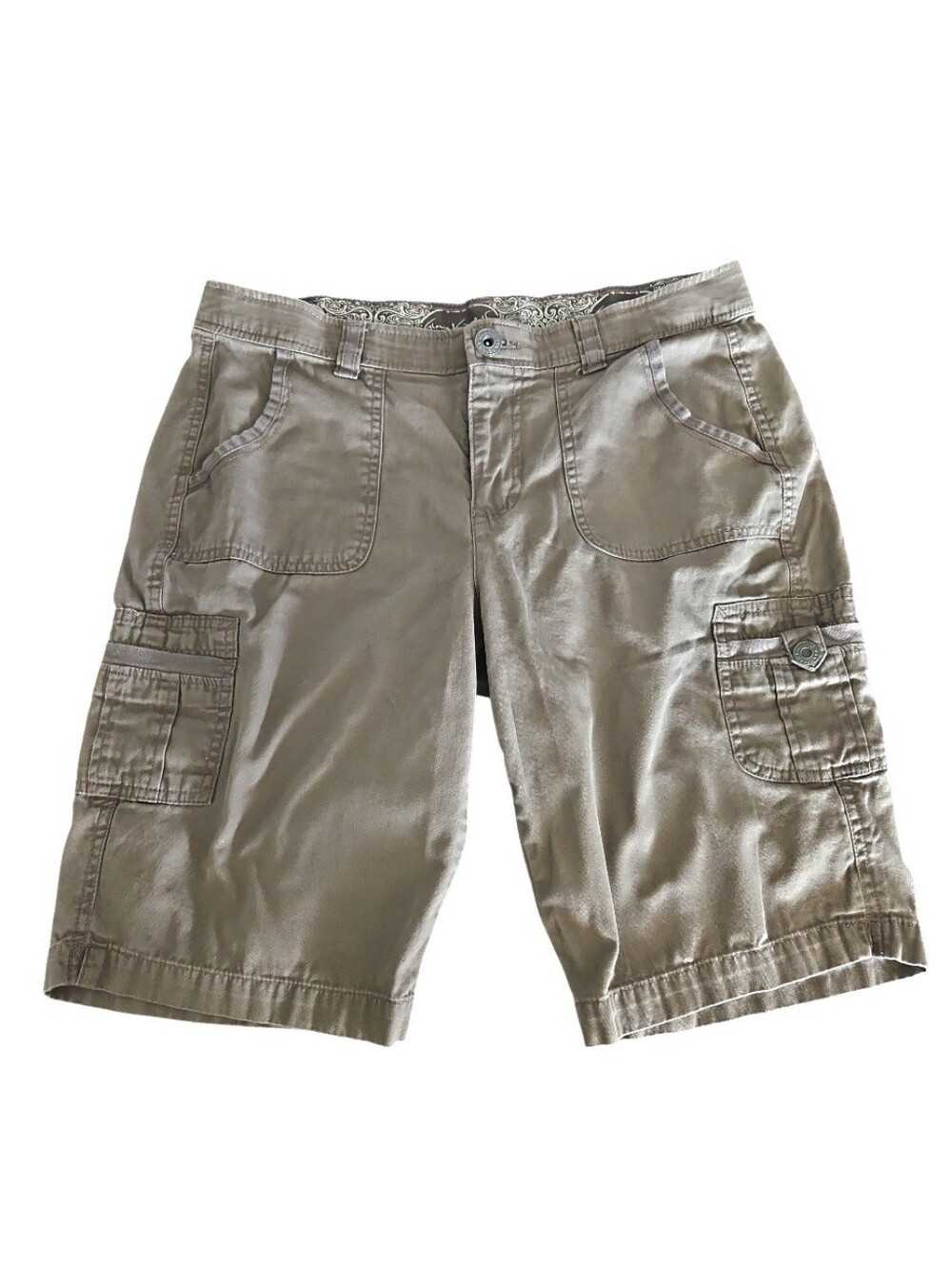 Gloria Vanderbilt Olive Green Cargo Shorts - Women's Utility Style Size 8